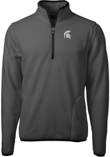 Cutter and Buck Michigan State Spartans Mens Grey Cascade Sherpa Long Sleeve Qtr Zip Pullover