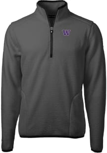 Cutter and Buck Washington Huskies Mens Grey Cascade Sherpa Long Sleeve Qtr Zip Pullover