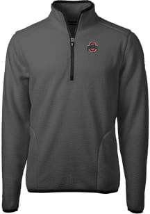 Cutter and Buck Ohio State Buckeyes Mens Grey Solid Cascade Sherpa Long Sleeve Qtr Zip Pullover