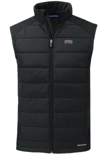 Cutter and Buck TCU Horned Frogs Mens Black Evoke Sleeveless Jacket