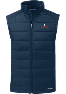 Cutter and Buck Illinois Fighting Illini Mens Navy Blue Evoke Sleeveless Jacket