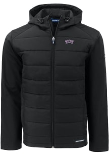 Cutter and Buck TCU Horned Frogs Mens Black Evoke Hood Medium Weight Jacket