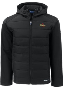 Cutter and Buck Tulsa Golden Hurricane Mens Black Evoke Hood Medium Weight Jacket