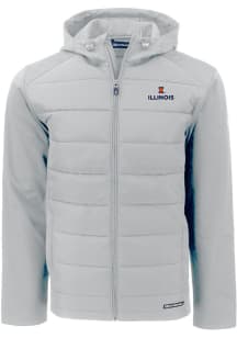 Cutter and Buck Illinois Fighting Illini Mens Charcoal Evoke Hood Medium Weight Jacket