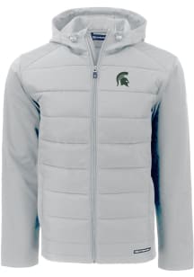 Cutter and Buck Michigan State Spartans Mens Charcoal Evoke Hood Medium Weight Jacket