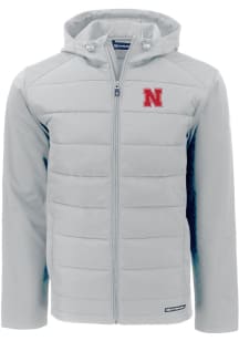 Cutter and Buck Nebraska Cornhuskers Mens Charcoal Evoke Hood Medium Weight Jacket