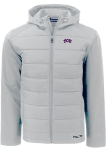 Cutter and Buck TCU Horned Frogs Mens Charcoal Evoke Hood Medium Weight Jacket