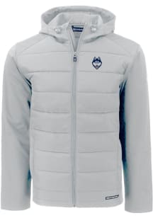 Cutter and Buck UConn Huskies Mens Grey Evoke Hood Medium Weight Jacket