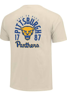 Pitt Panthers Ivory Mascot Overlay Short Sleeve T Shirt
