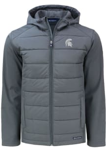 Cutter and Buck Michigan State Spartans Mens Grey Evoke Hood Medium Weight Jacket