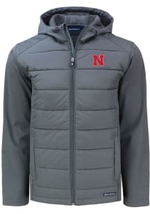 Cutter and Buck Nebraska Cornhuskers Mens Grey Evoke Hood Medium Weight Jacket