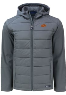 Cutter and Buck Oklahoma State Cowboys Mens Grey Evoke Hood Medium Weight Jacket
