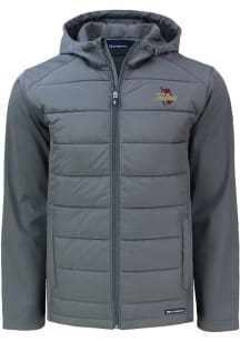 Cutter and Buck Tulsa Golden Hurricane Mens Grey Evoke Hood Medium Weight Jacket