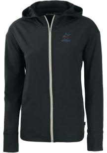 Cutter and Buck Miami Marlins Womens Black Daybreak Light Weight Jacket