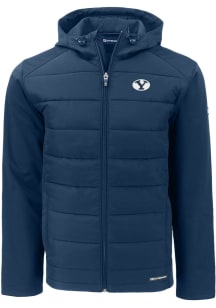 Cutter and Buck BYU Cougars Mens Navy Blue Evoke Hood Medium Weight Jacket