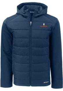 Cutter and Buck Illinois Fighting Illini Mens Navy Blue Evoke Hood Medium Weight Jacket