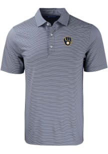 Cutter and Buck Milwaukee Brewers Navy Blue Forge Double Stripe Big and Tall Polo