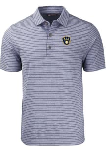 Cutter and Buck Milwaukee Brewers Navy Blue Forge Heather Stripe Big and Tall Polo