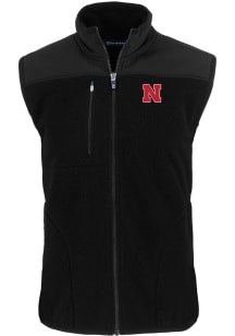Cutter and Buck Nebraska Cornhuskers Mens Black Cascade Sherpa Sleeveless Jacket