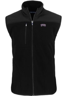 Cutter and Buck TCU Horned Frogs Mens Black Cascade Sherpa Sleeveless Jacket