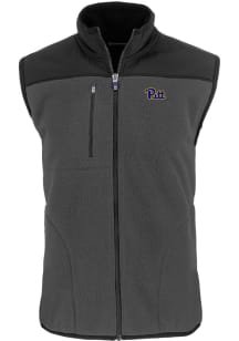 Cutter and Buck Pitt Panthers Mens Grey Cascade Sherpa Sleeveless Jacket