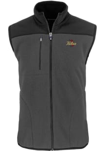 Cutter and Buck Tulsa Golden Hurricane Mens Grey Cascade Sherpa Sleeveless Jacket