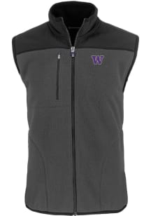 Cutter and Buck Washington Huskies Mens Grey Cascade Sherpa Sleeveless Jacket