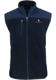 Cutter and Buck Illinois Fighting Illini Mens Navy Blue Cascade Sherpa Sleeveless Jacket