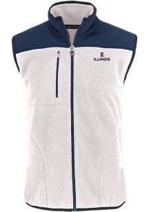 Cutter and Buck Illinois Fighting Illini Mens White Cascade Sherpa Sleeveless Jacket