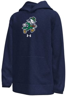 Under Armour Notre Dame Fighting Irish Youth Navy Blue Football Leprechaun Long Sleeve Hoodie