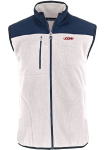 Cutter and Buck UConn Huskies Mens Grey Wordmark Cascade Sherpa Sleeveless Jacket