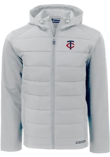 Cutter and Buck Minnesota Twins Mens Charcoal Evoke Hood Medium Weight Jacket