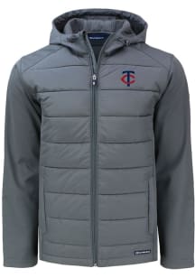 Cutter and Buck Minnesota Twins Mens Grey Evoke Hood Medium Weight Jacket
