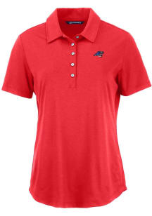 Cutter and Buck Carolina Panthers Womens Red Americana Coastline Eco Short Sleeve Polo Shirt