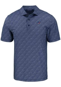 Cutter and Buck Carolina Panthers Mens Navy Blue Americana Pike Pebble Short Sleeve Polo