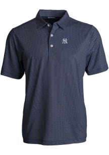 Cutter and Buck New York Yankees Mens Navy Blue Pike Symmetry Short Sleeve Polo