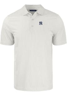 Cutter and Buck New York Yankees Mens White Pike Symmetry Short Sleeve Polo