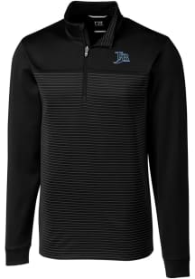 Cutter and Buck Tampa Bay Rays Mens Black Cooperstown Traverse Stripe Big and Tall Qtr Zip