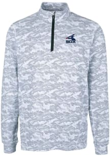Cutter and Buck Chicago White Sox Mens Charcoal Cooperstown Traverse Camo Big and Tall Qtr Zip