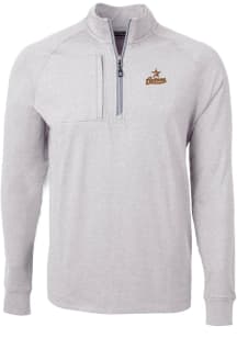 Cutter and Buck Houston Astros Mens Grey Cooperstown Adapt Eco Knit Big and Tall Qtr Zip