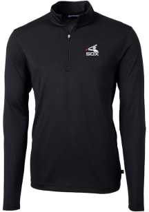 Cutter and Buck Chicago White Sox Mens Black Cooperstown Virtue Eco Pique Big and Tall Qtr Zip