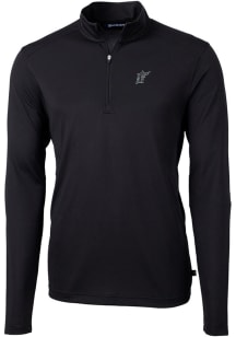 Cutter and Buck Miami Marlins Mens Black Cooperstown Virtue Eco Pique Big and Tall Qtr Zip