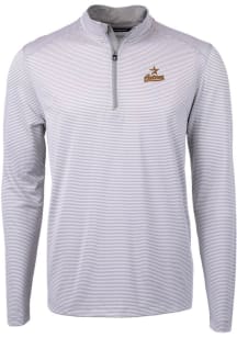Cutter and Buck Houston Astros Mens Grey Cooperstown Virtue Eco Pique Stripe Big and Tall Qtr Zip