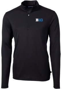 Cutter and Buck Big Ten Mens Black Virtue Eco Pique Style Big and Tall Qtr Zip