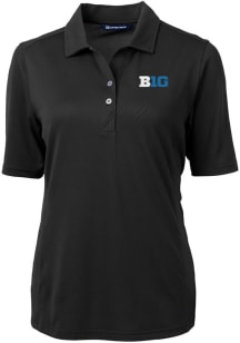 Cutter and Buck Big Ten Womens Black Virtue Eco Pique Short Sleeve Polo Shirt
