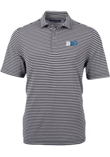 Cutter and Buck Big Ten Mens Black Virtue Eco Pique Stripe Short Sleeve Polo