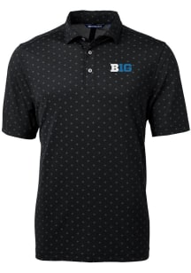 Cutter and Buck Big Ten Mens Black Virtue Eco Pique Tile Short Sleeve Polo