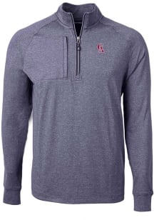Cutter and Buck Los Angeles Angels Mens Navy Blue Cooperstown Adapt Eco Long Sleeve Qtr Zip Pullov..