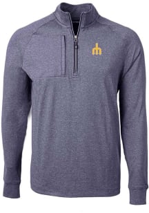 Cutter and Buck Seattle Mariners Mens Navy Blue Cooperstown Adapt Eco Long Sleeve Qtr Zip Pullover