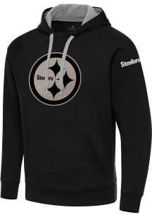 Antigua Pittsburgh Steelers Mens Black Victory Hood Long Sleeve Hoodie